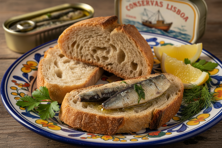 sardines in bread with olive oil 