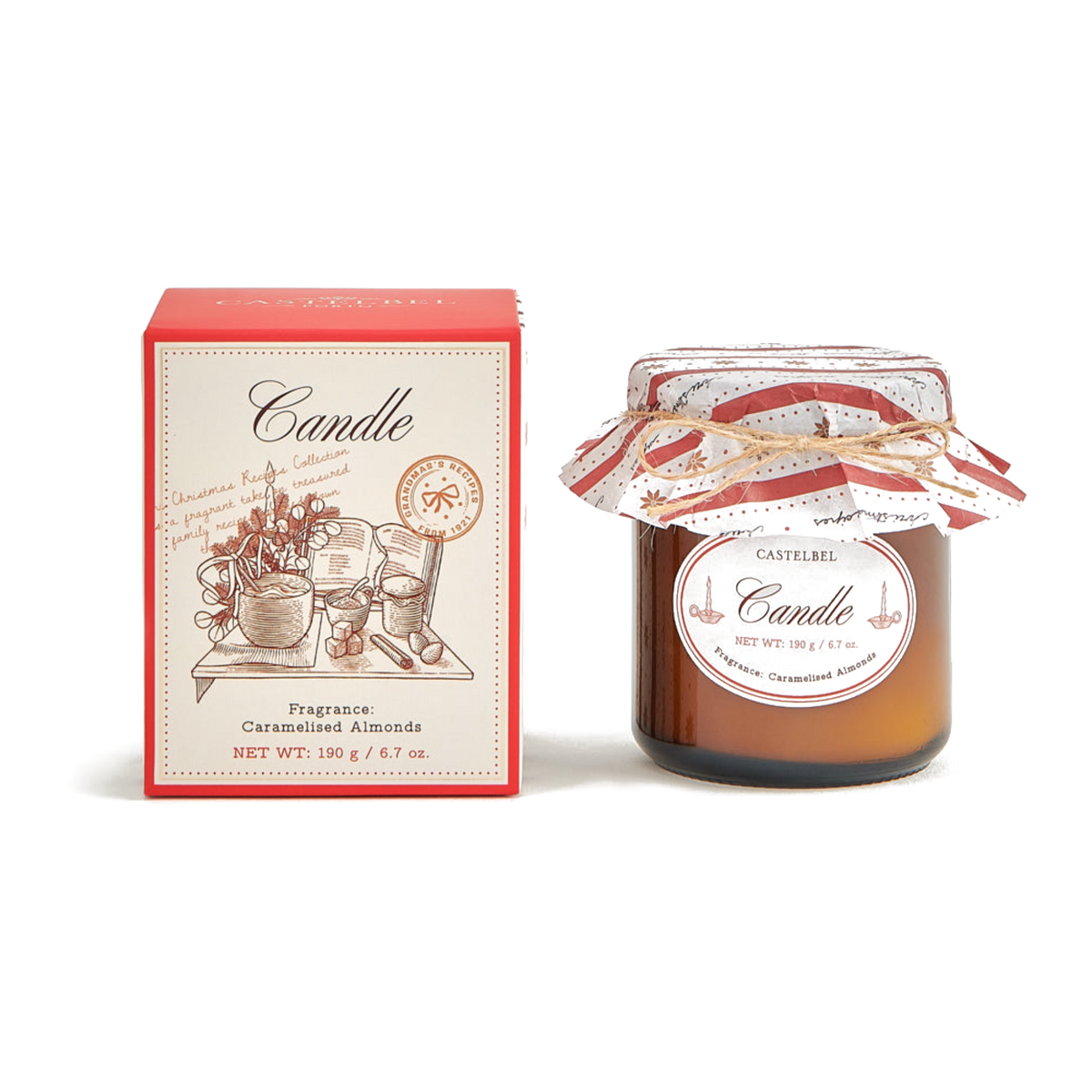 Castelbel Caramelized Almonds scented candle with gift packaging