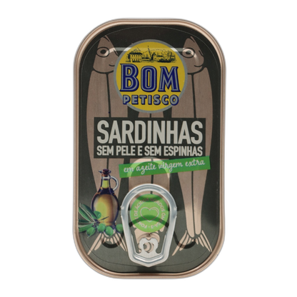 Skinless and boneless sardines in extra virgin olive oil
