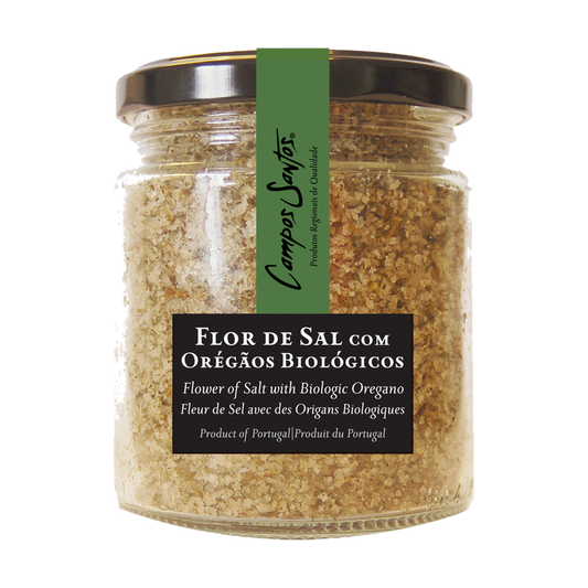 Campo Santos organic Flor de Sal with oregano, 150g pack