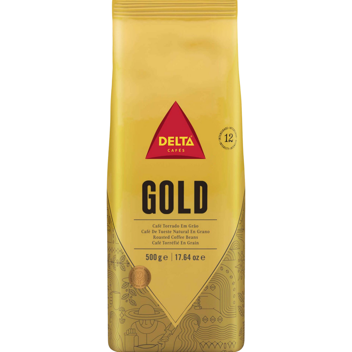 Delta Gold coffee beans 500 g — authentic packshot with transparent background
