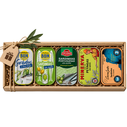 Portuguese sardines in olive oil tasting bundle with five tins